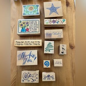Assorted Wooden Rubber Stamps